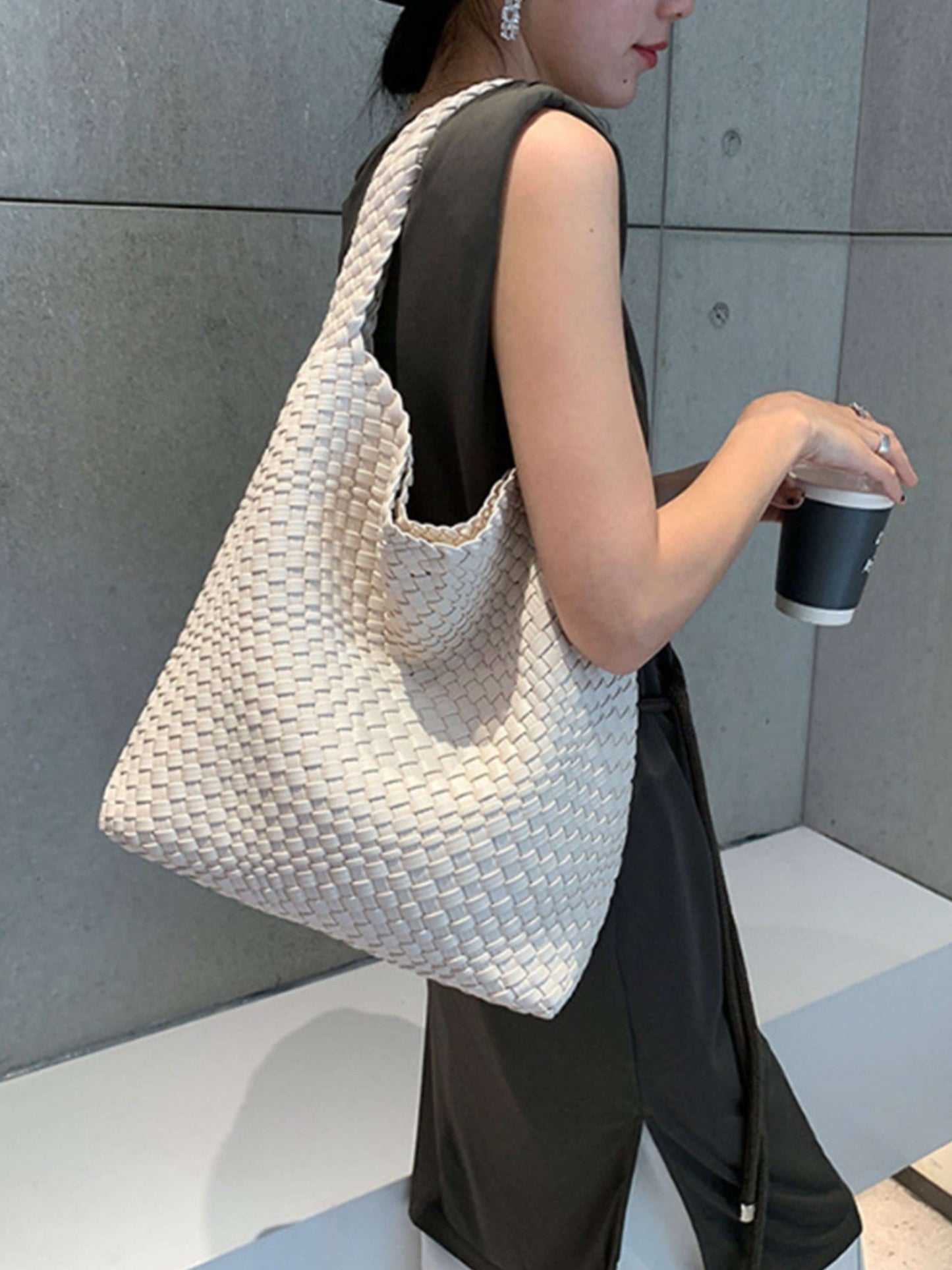 Seame - Cara Woven Shopper Bag Medium Black Medium