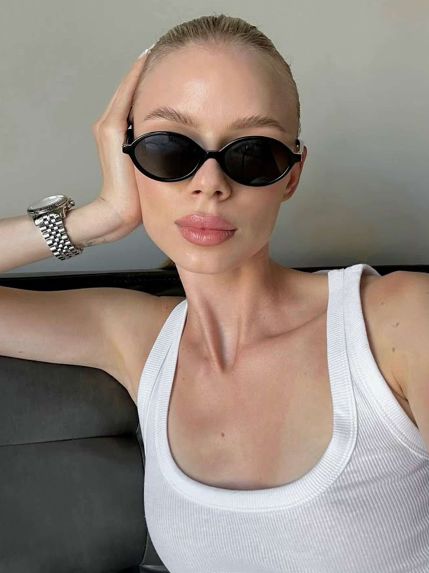 Seame - Clarence Oval Sunglasses Leopard Pink Regular