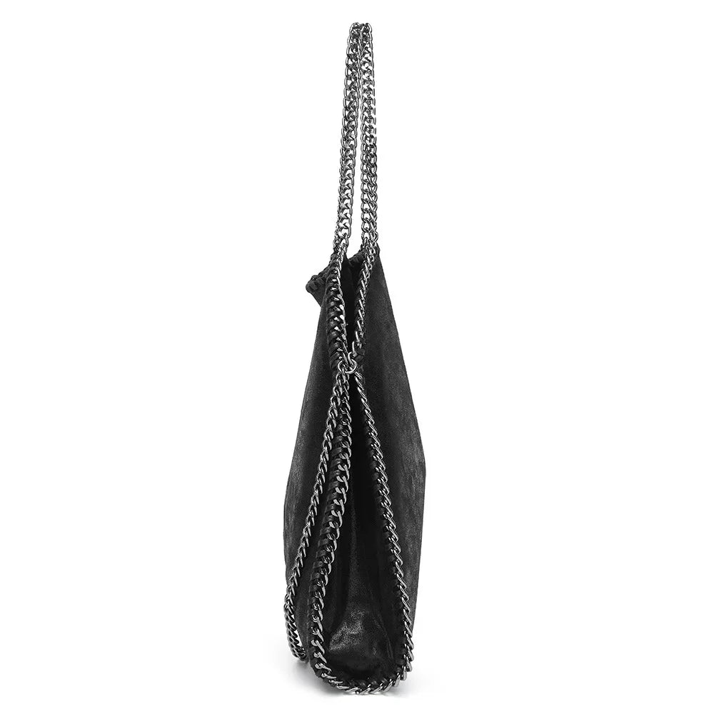 SEAME - Emma - Large Handbag with Elegant Chain Handle for Women Black
