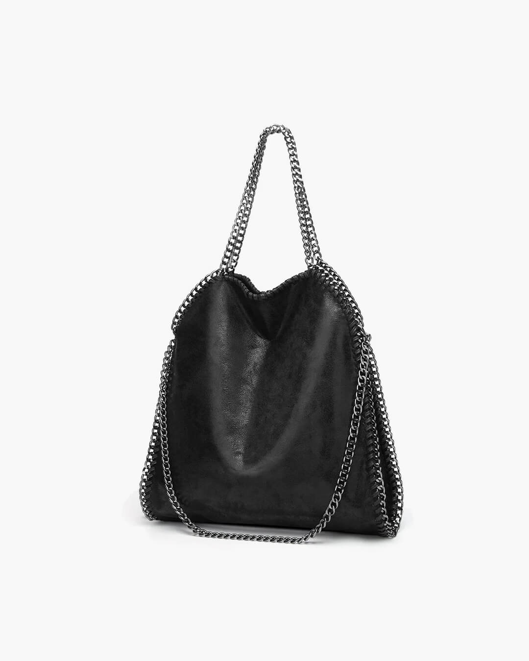 SEAME - Emma - Large Handbag with Elegant Chain Handle for Women Black