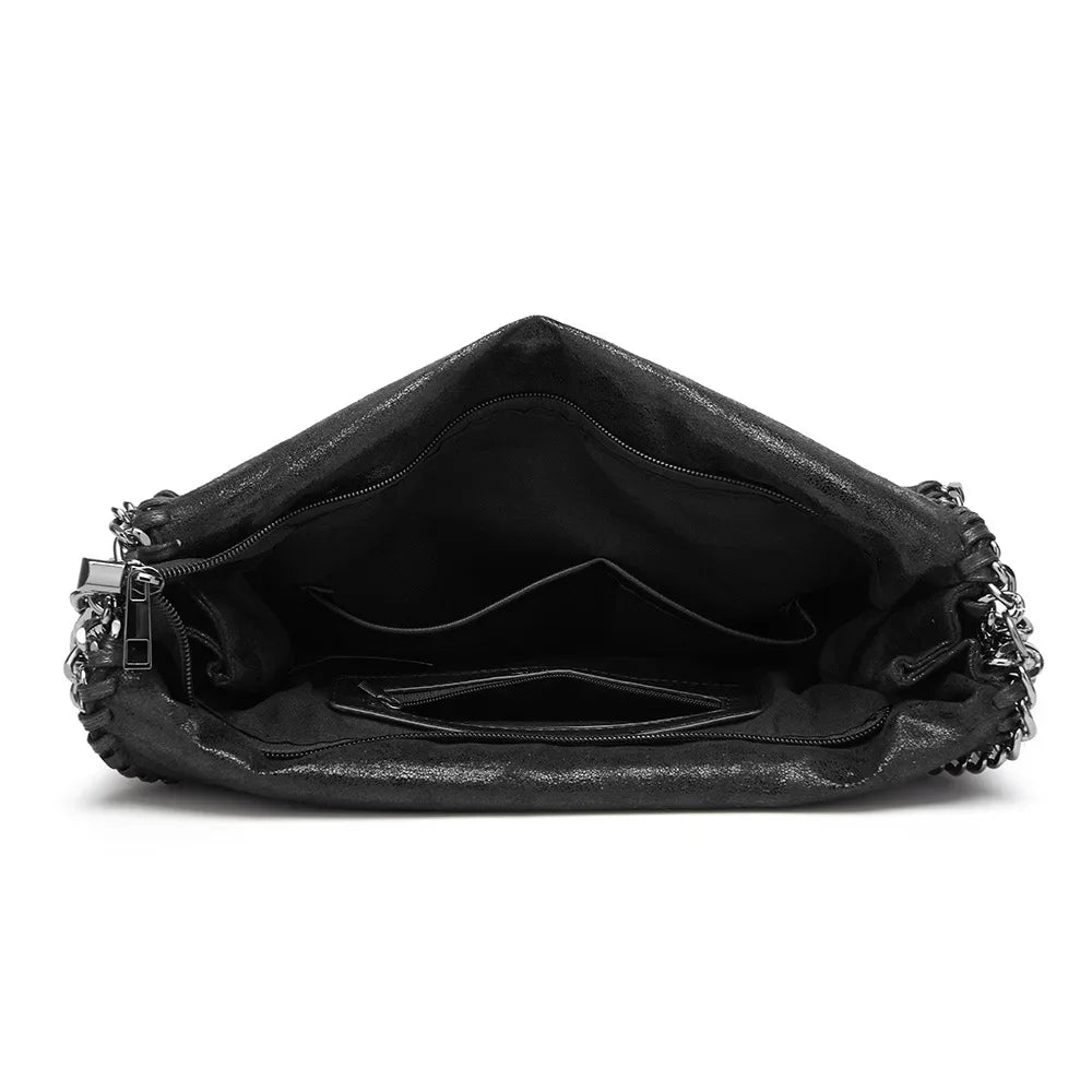 SEAME - Emma - Large Handbag with Elegant Chain Handle for Women Black
