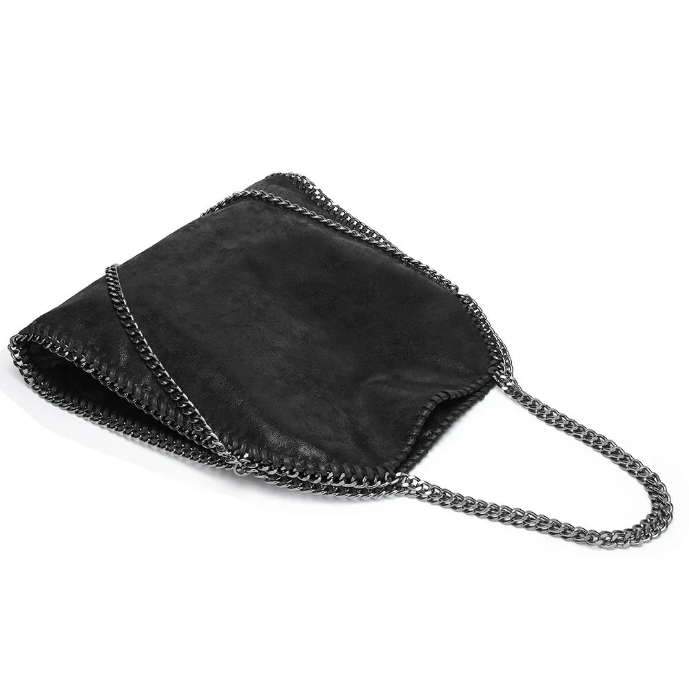 SEAME - Emma - Large Handbag with Elegant Chain Handle for Women Black