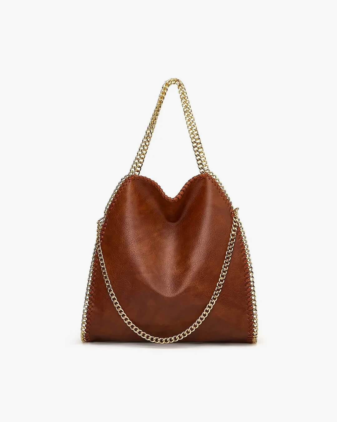 SEAME - Emma - Large Handbag with Elegant Chain Handle for Women Brown