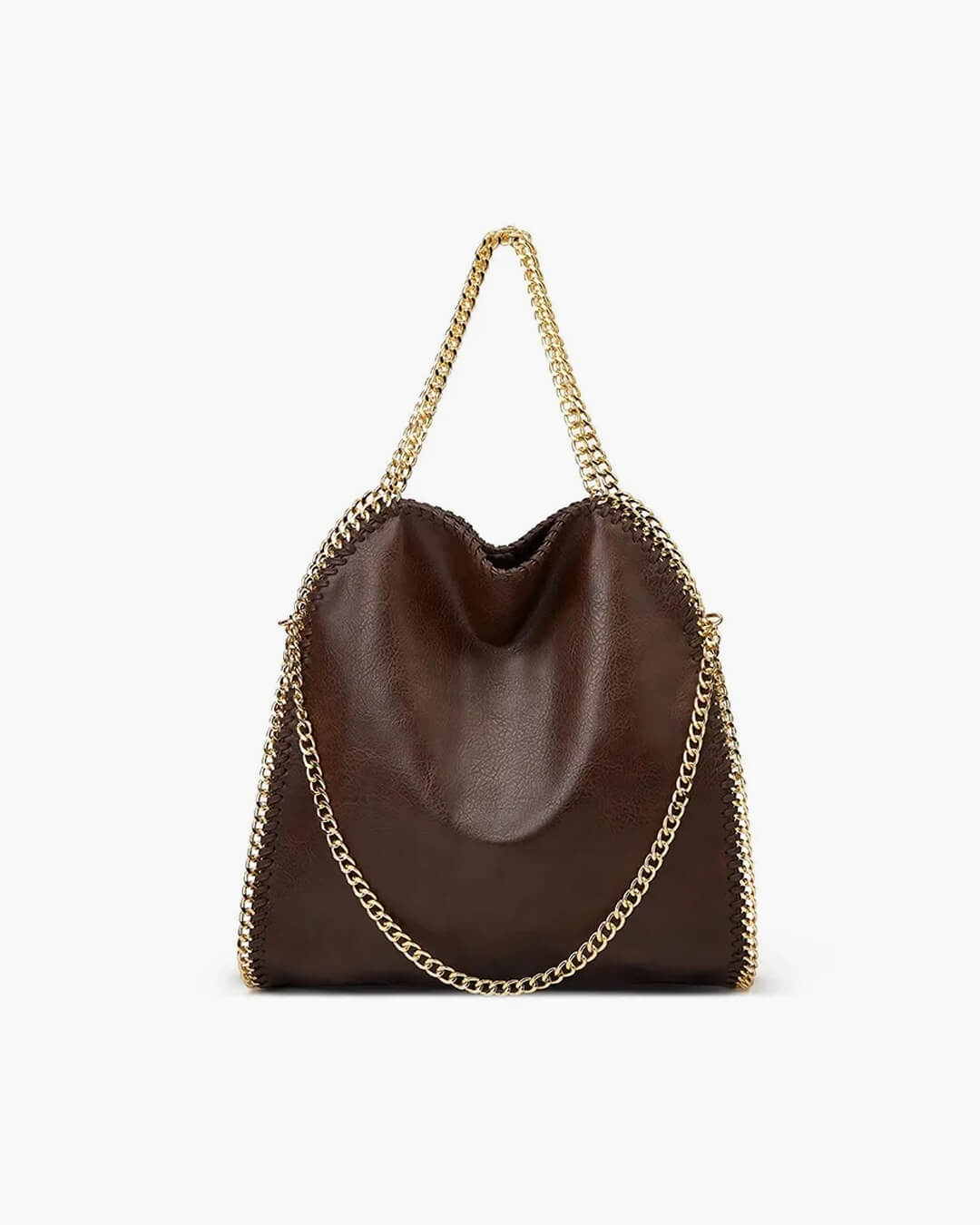 SEAME - Emma - Large Handbag with Elegant Chain Handle for Women Coffee