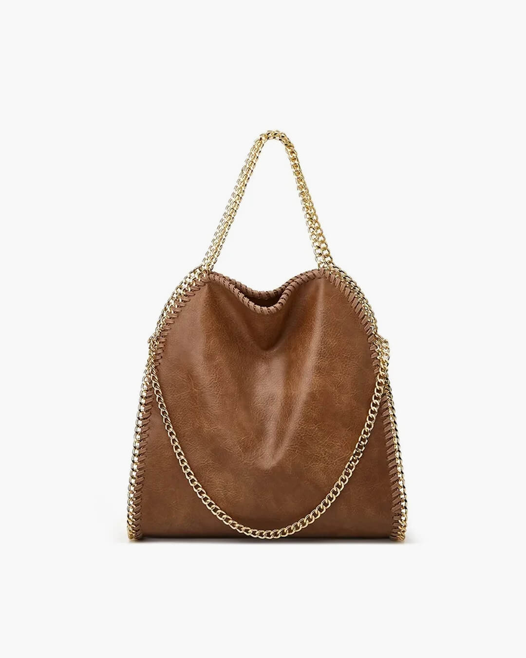 SEAME - Emma - Large Handbag with Elegant Chain Handle for Women Light Brown