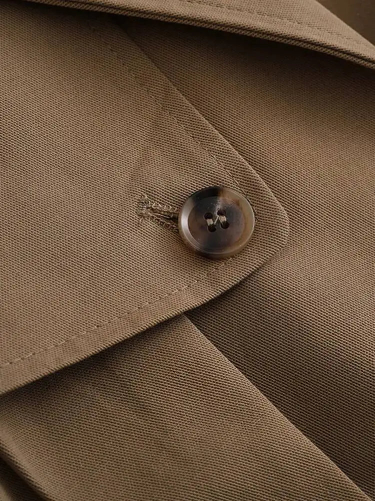 SEAME - Emma - Women's Cropped Trench Coat with Lapel Collar & Belted Cuffs Light Brown