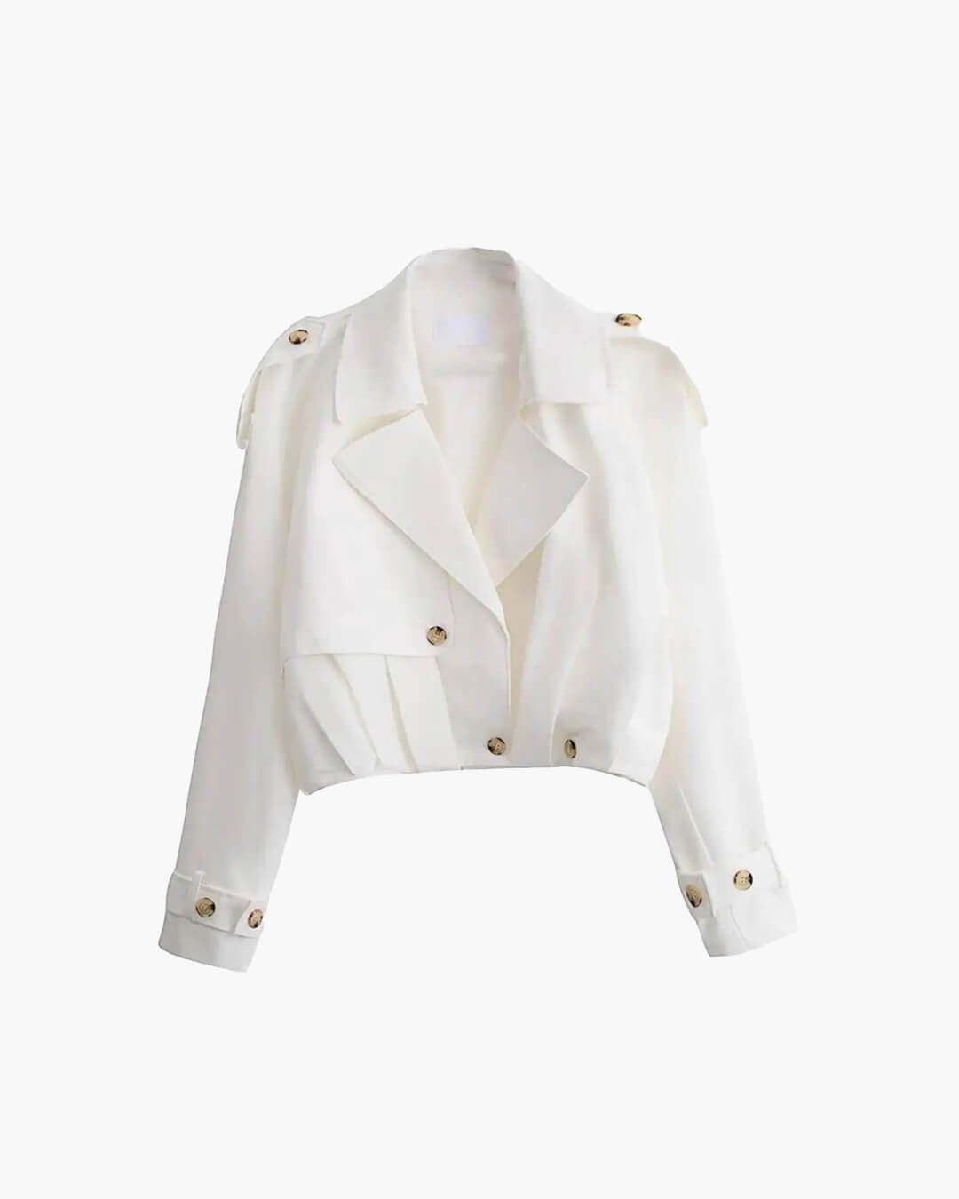 SEAME - Emma - Women's Cropped Trench Coat with Lapel Collar & Belted Cuffs White