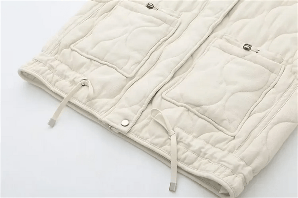 SEAME - Fiona Quilted Padded Vest Gray M