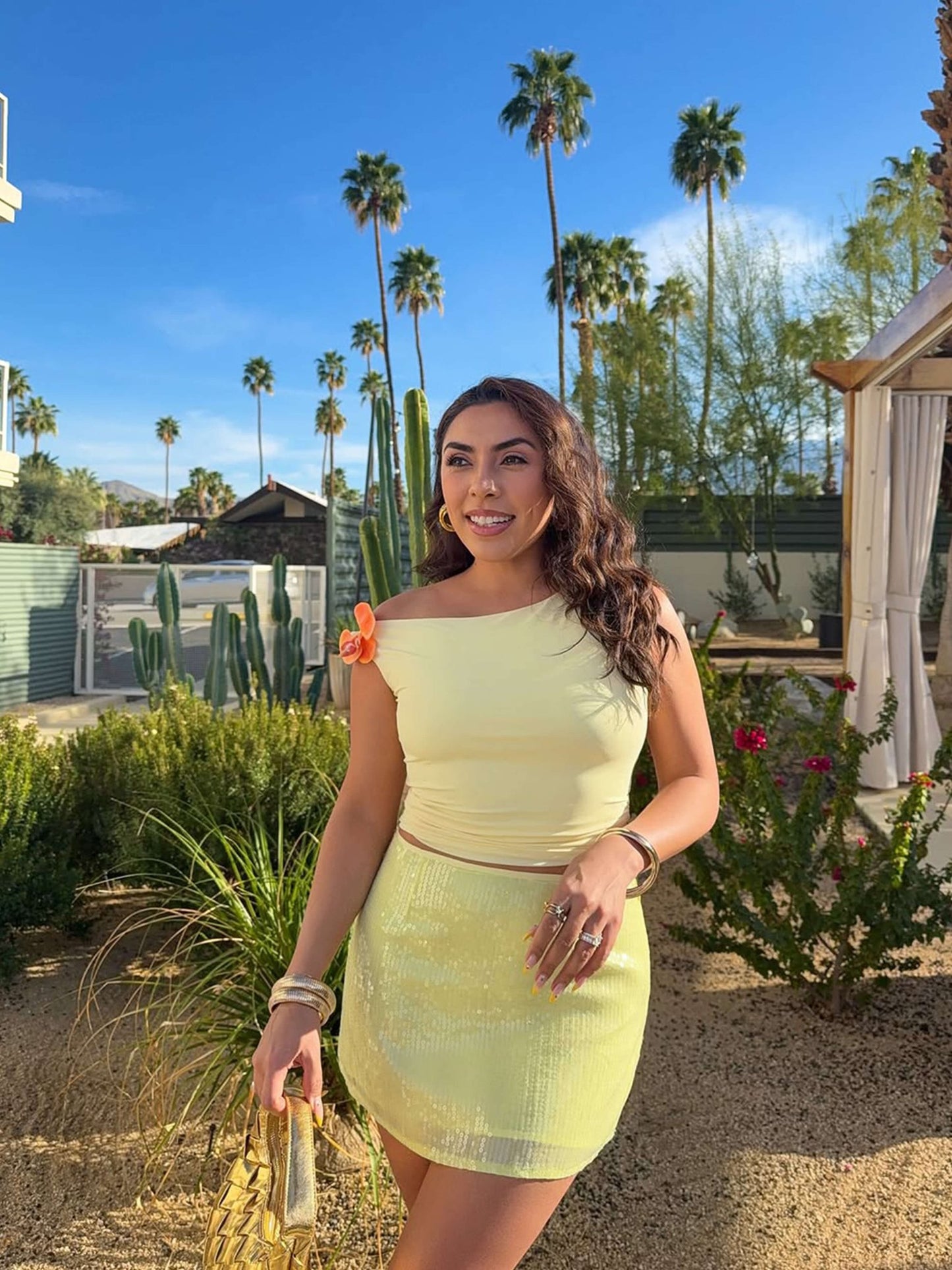 Seame - Georgia Top with flower detail Yellow S