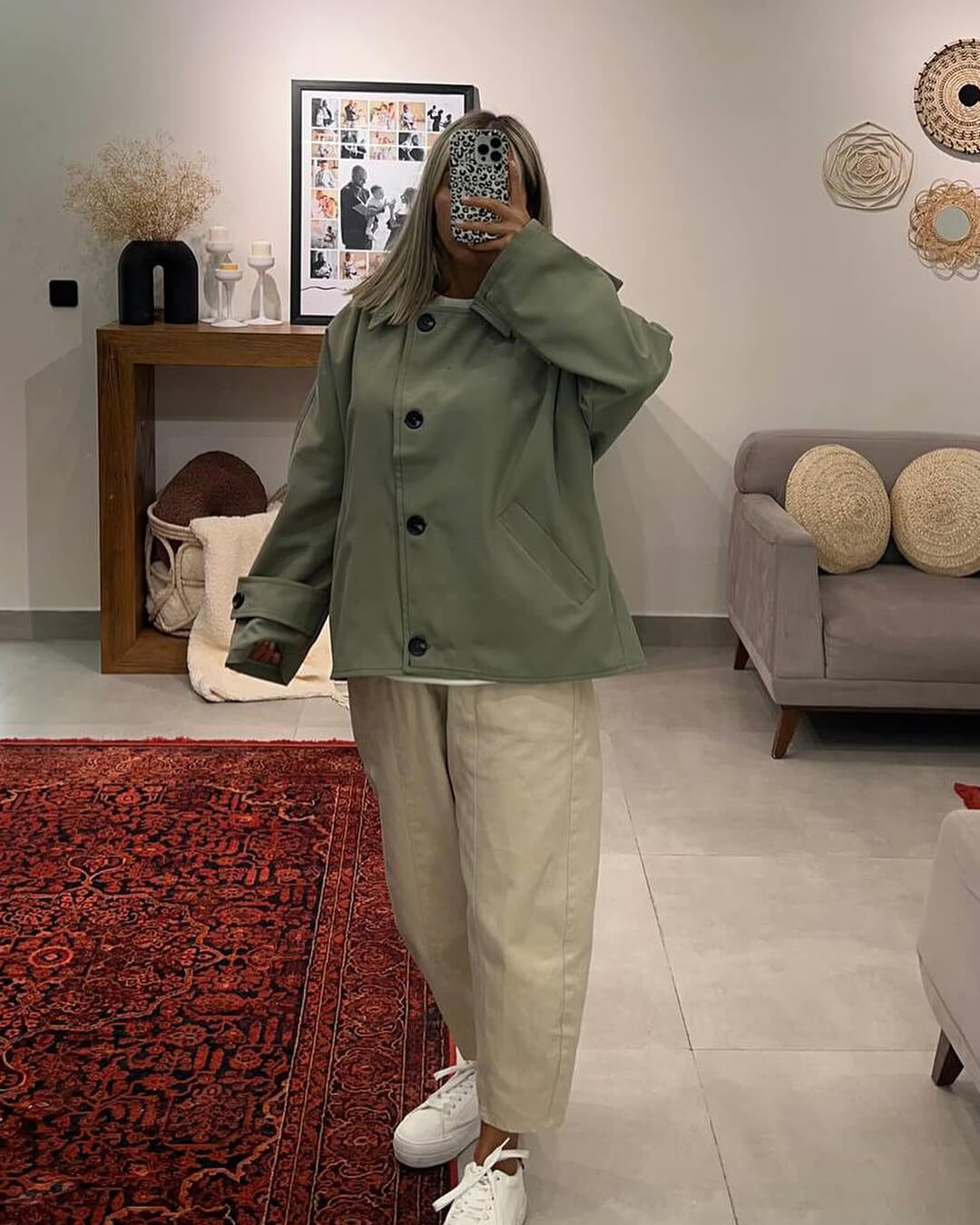 SEAME - Hailey Hooded Windbreaker Jacket Army Green M