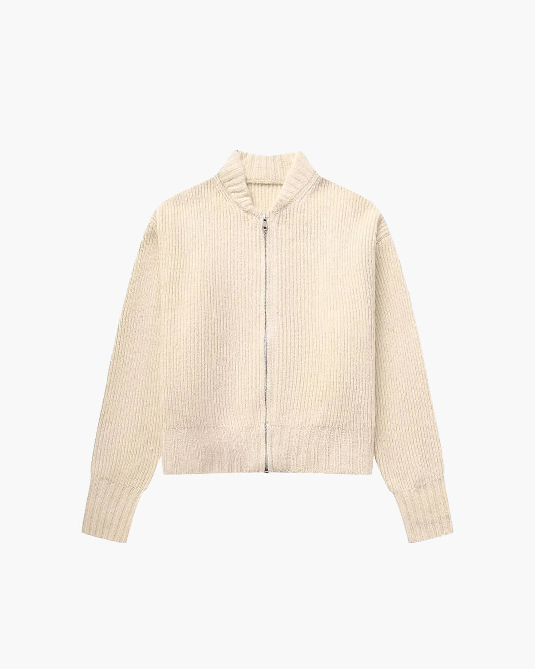 SEAME - Lea Women's Cardigan - Vintage Knitted Zipper Cardigan for All Seasons Creme S