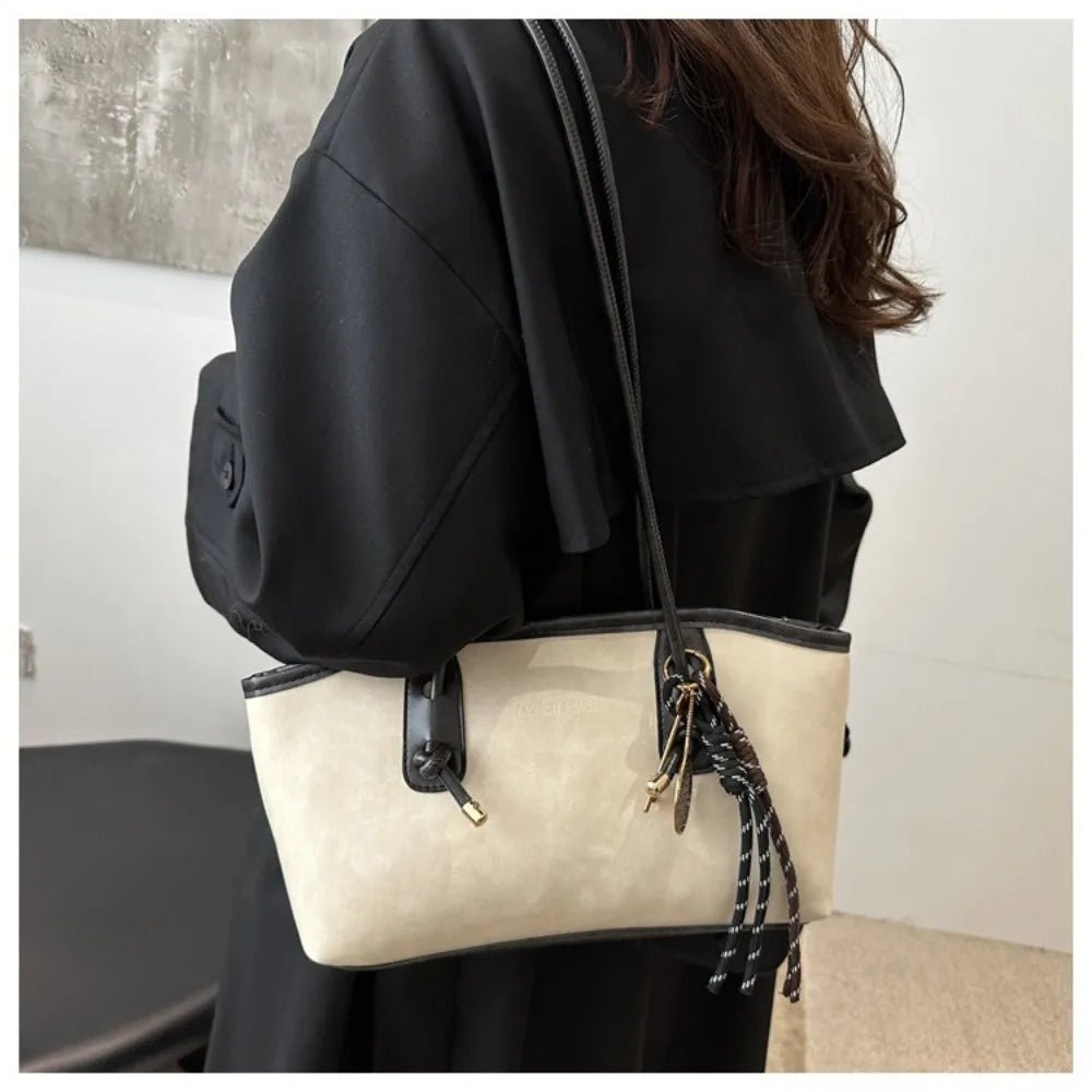 SEAME - Lucy - Shoulder Bag for Women, Large Capacity vegan Leather Fashion Handbag White