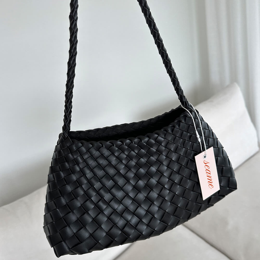 SEAME - Madeleine Vegan Leather Woven Bag Small Brown Small