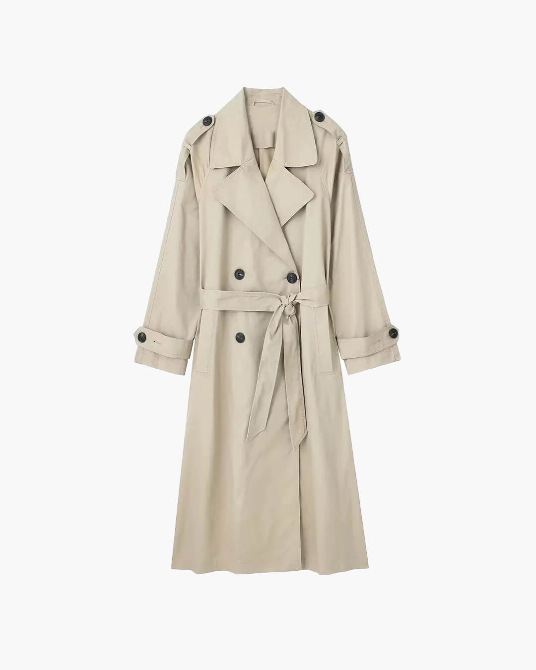 SEAME - Marielle Trench Coat Women, Classic Double - Breasted Design with Belt Creme XS
