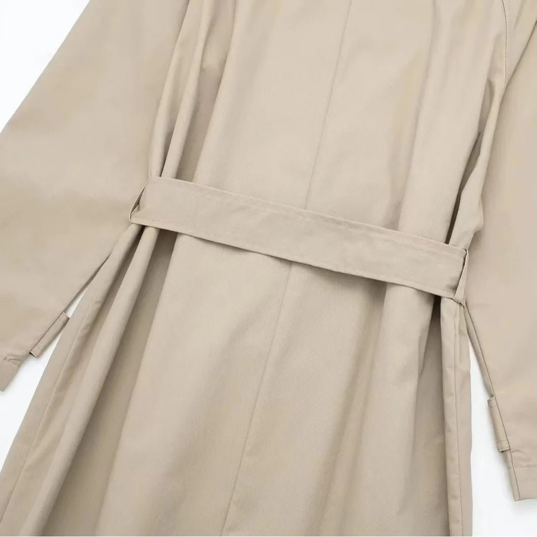 SEAME - Marielle Trench Coat Women, Classic Double - Breasted Design with Belt Creme XS