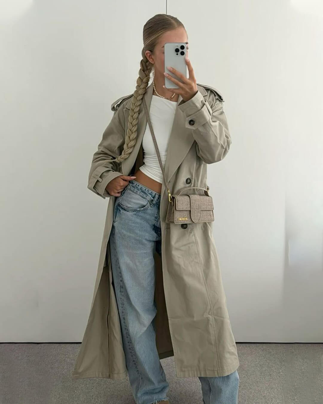 SEAME - Marielle Trench Coat Women, Classic Double - Breasted Design with Belt Khaki XS