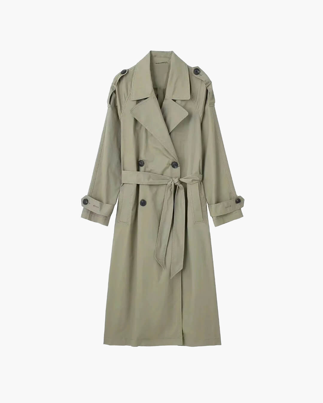 SEAME - Marielle Trench Coat Women, Classic Double - Breasted Design with Belt Khaki XS