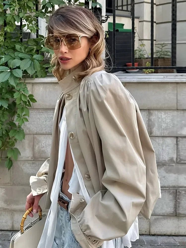 SEAME - Roxanna Trendy Women's Long Sleeve Trench Coat - Stylish All - Season Outerwear Creme S