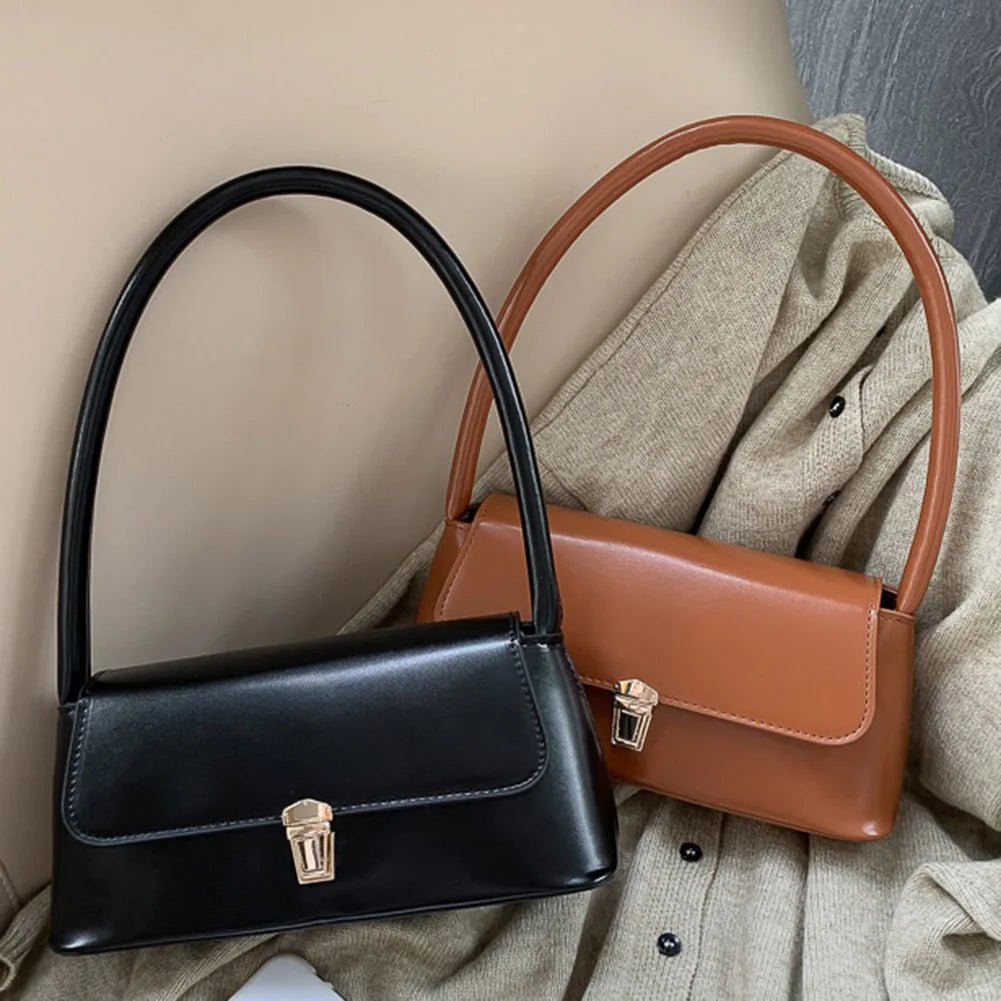SEAME - SEAME Women's Handbag - Vintage Vegan Leather Shoulder Bag for Casual Use Black