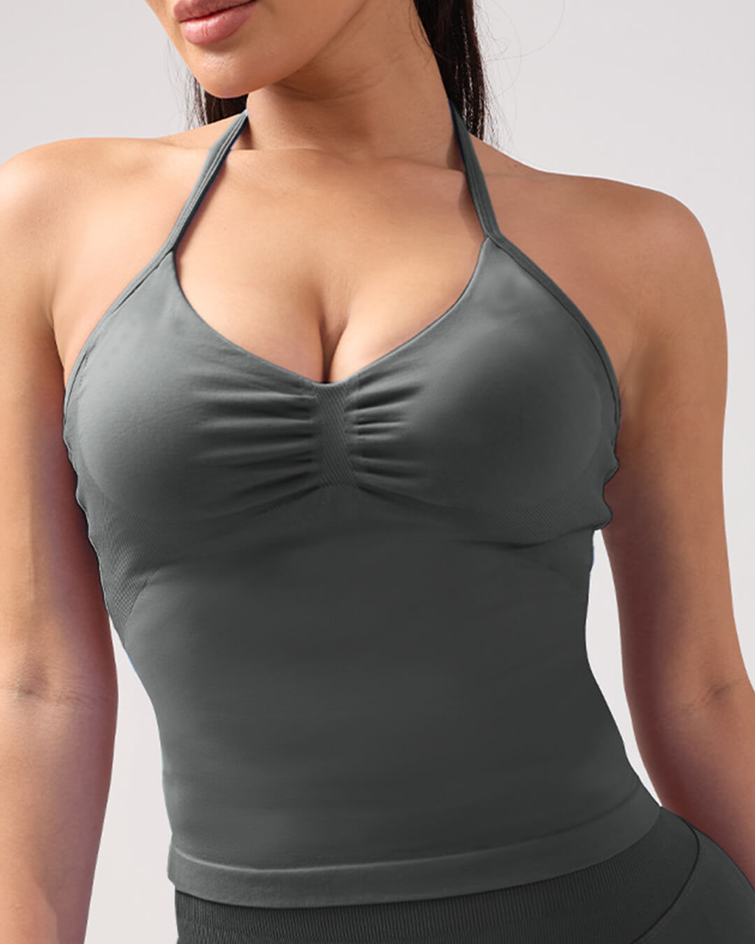 SEAME - Seame Women's Sports Top - Longline Strappy Gym & Running Tank Top Dark Grey XS