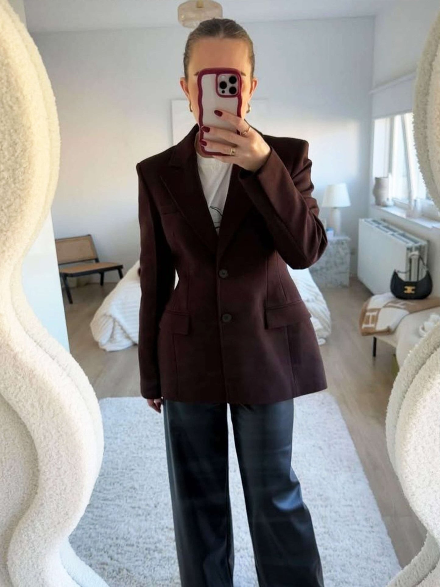 Seame - Zarla Long Sleeve Blazer Burgundy S