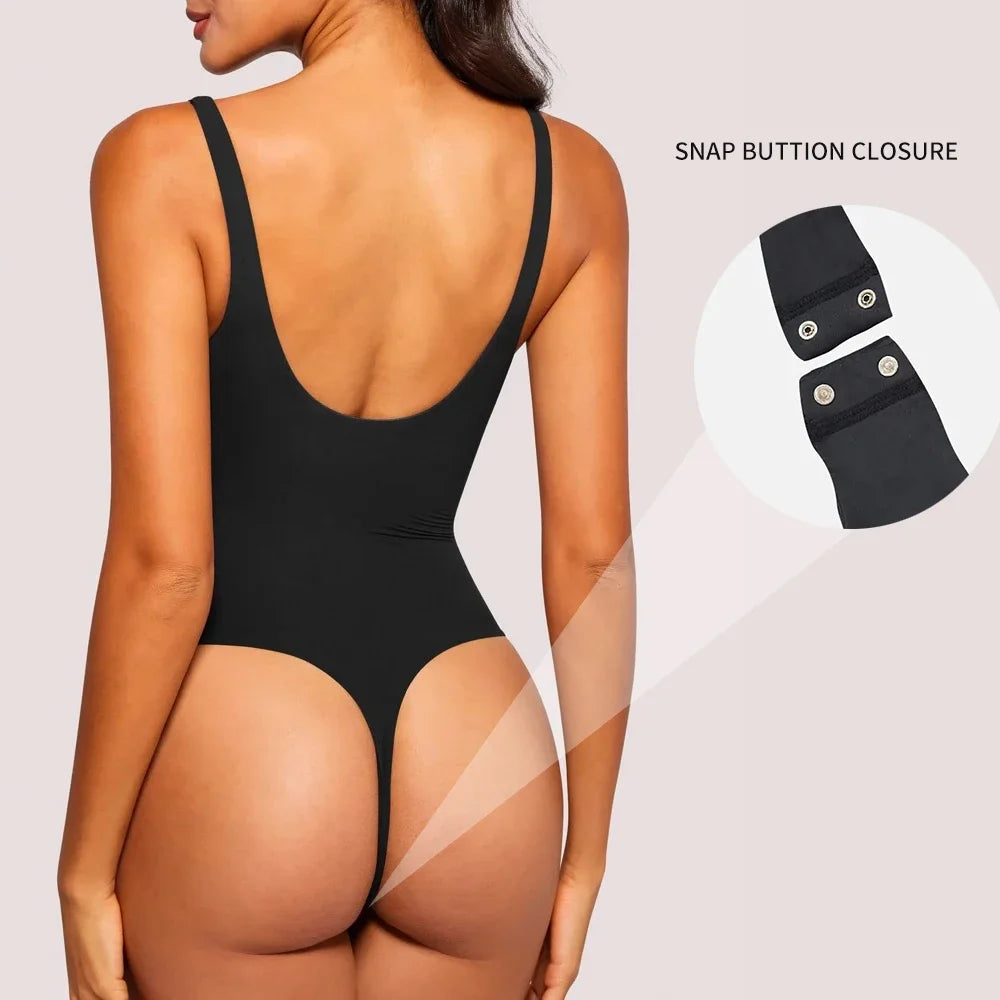 Schwarzer Shapewear-Body für Damen – Ärmelloses Tanktop mit eckigem Ausschnitt und figurformender Wirkung