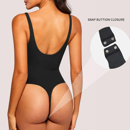 Schwarzer Shapewear-Body für Damen – Ärmelloses Tanktop mit eckigem Ausschnitt und figurformender Wirkung