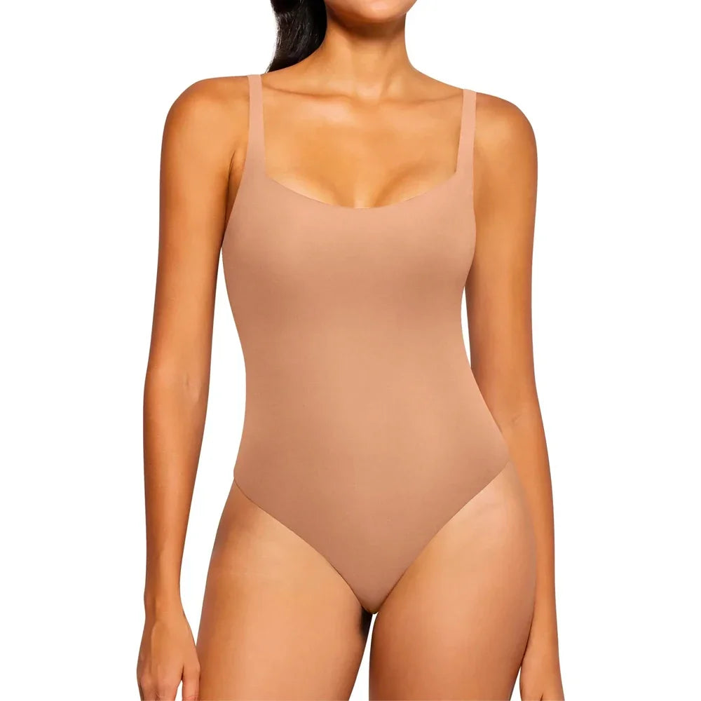 Schwarzer Shapewear-Body für Damen – Ärmelloses Tanktop mit eckigem Ausschnitt und figurformender Wirkung