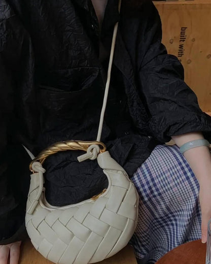 SEAME - Alexandra Hobo Mini Bag with Golden Handle White Regular