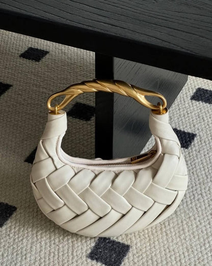 SEAME - Alexandra Hobo Mini Bag with Golden Handle White Regular