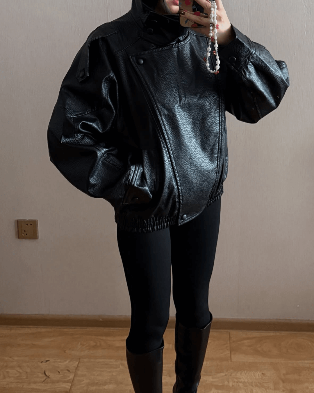 SEAME - Cecil Asymmetrical Leather Jacket Black XL