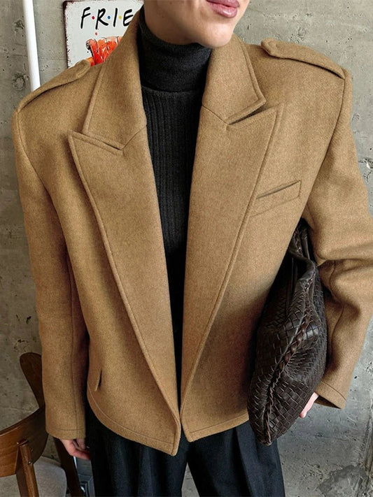 SEAME - Claude Blazer with Shoulder Pads Brown S