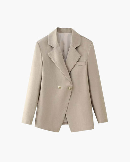SEAME - Elisa Stylish Women's Blazer - Long Sleeve Knit Office Jacket with Asymmetrical Design Creme M