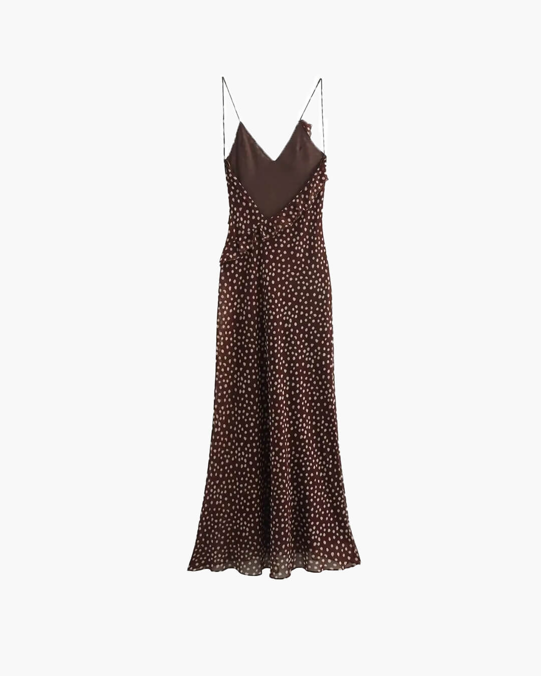 SEAME - Eloise Women's Dress - Sleeveless Polka Dot Suspender with Layered Design Brown XS