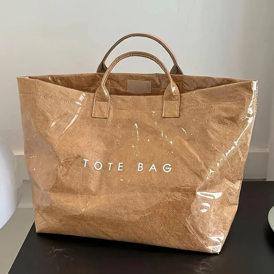 SEAME - Giselle Large Capacity Tote Bag - Lightweight Eco - Friendly Beach Bag with Magic Tape Closure Creme