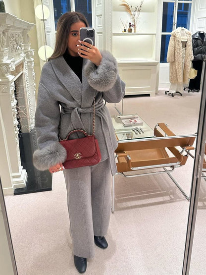 Seame - Grace Faux Fur Coat Black S