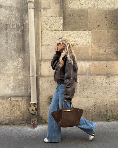 SEAME - Gretchen Suede Bag Dark Brown