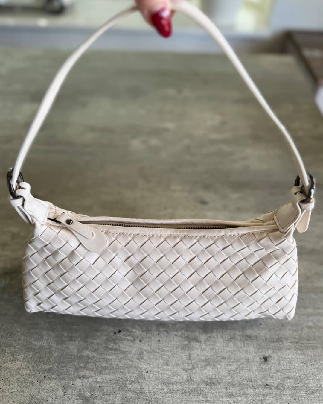 SEAME - Johanna Vegan Leather Woven Bag Olive Regular