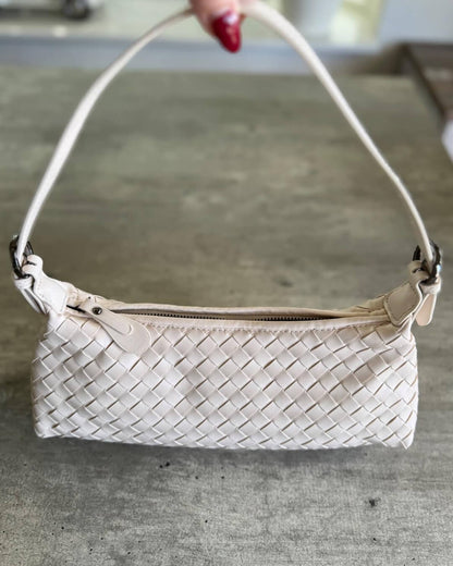 SEAME - Johanna Vegan Leather Woven Bag Olive Regular