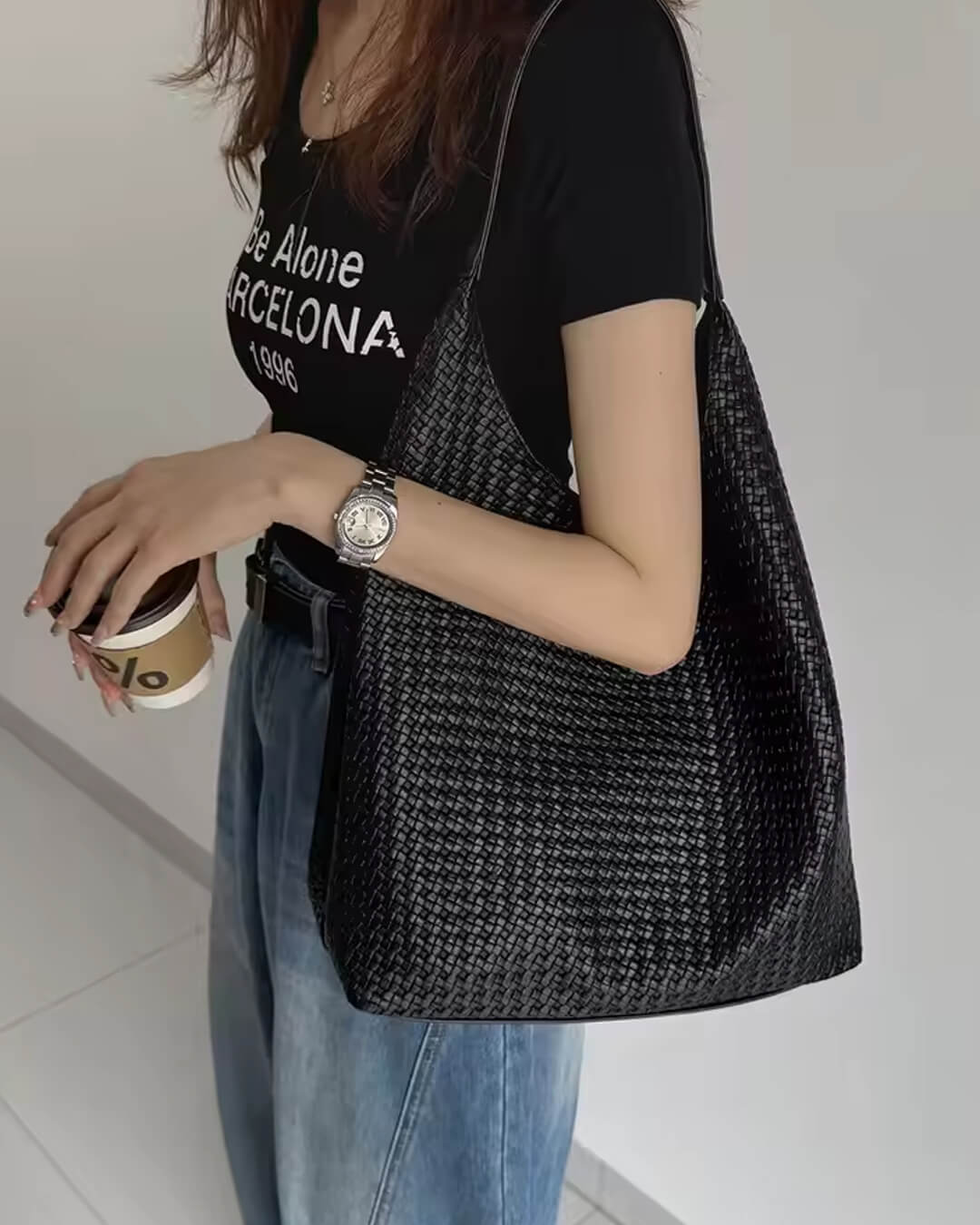 SEAME - Lena Vegan Leather Tote Bag Black Regular