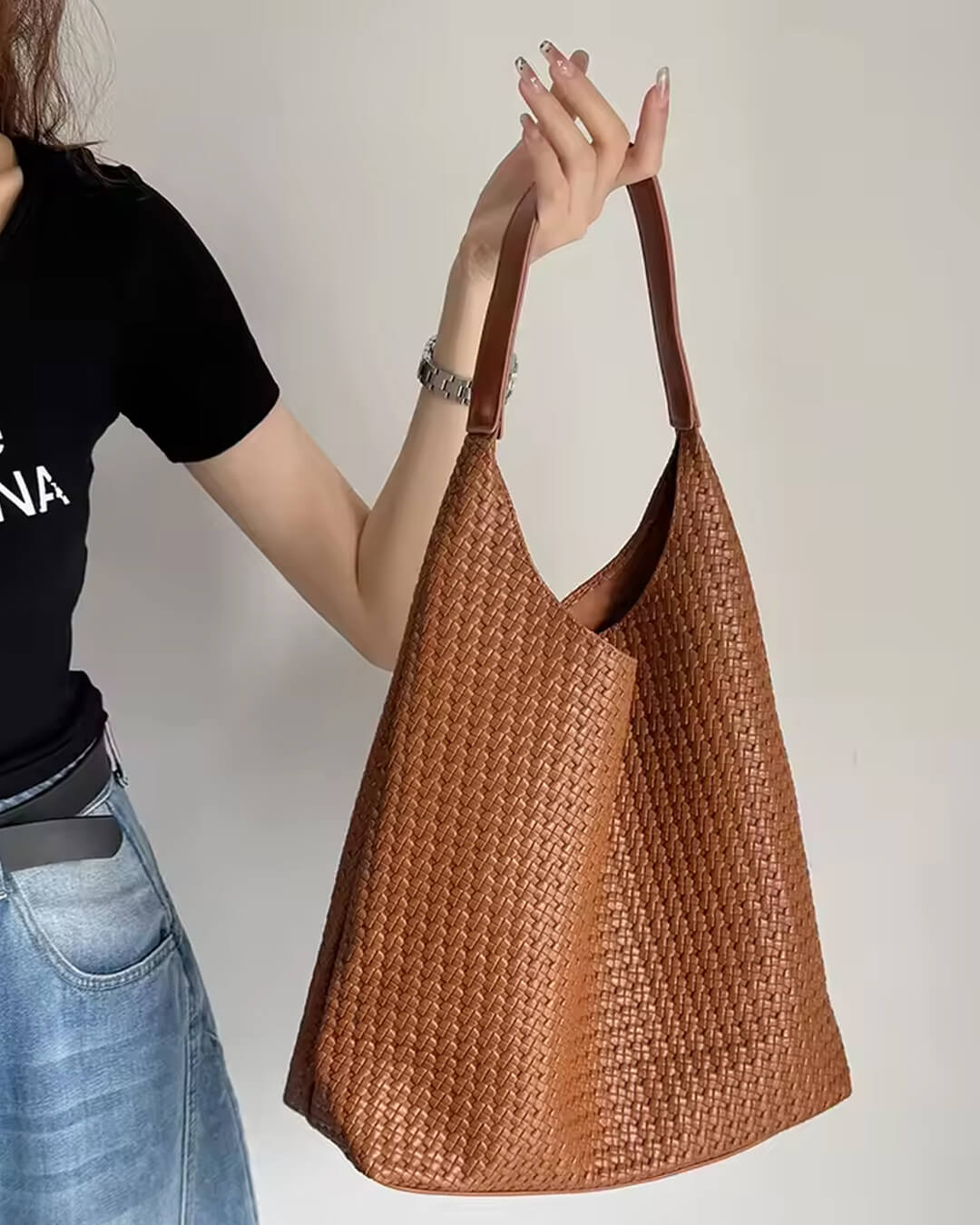 SEAME - Lena Vegan Leather Tote Bag Black Regular