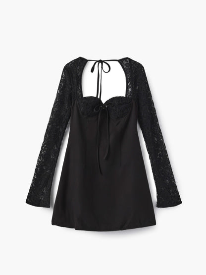 Seame - Louise mini dress with lace details black XS
