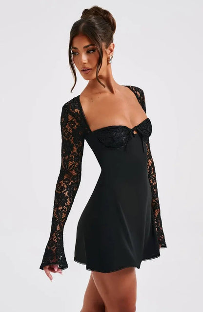 Seame - Louise mini dress with lace details red XS
