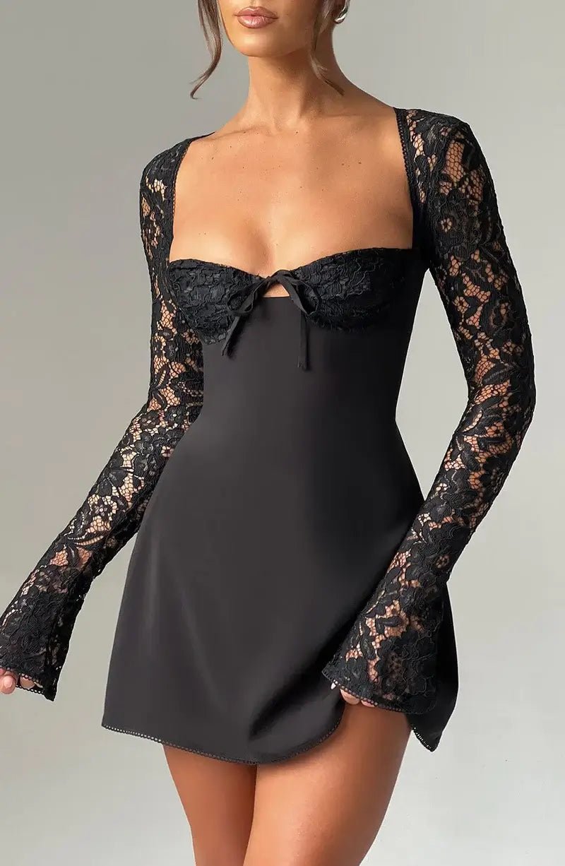 Seame - Louise mini dress with lace details red XS