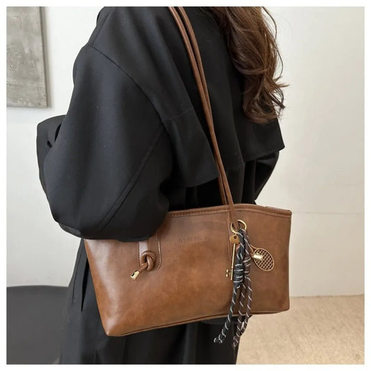 SEAME - Lucy - Shoulder Bag for Women, Large Capacity vegan Leather Fashion Handbag White