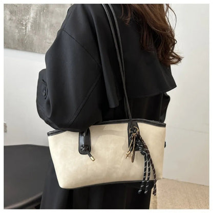 SEAME - Lucy - Shoulder Bag for Women, Large Capacity vegan Leather Fashion Handbag White