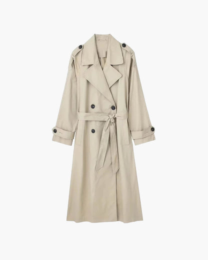 SEAME - Marielle Trench Coat Women, Classic Double - Breasted Design with Belt Creme XS