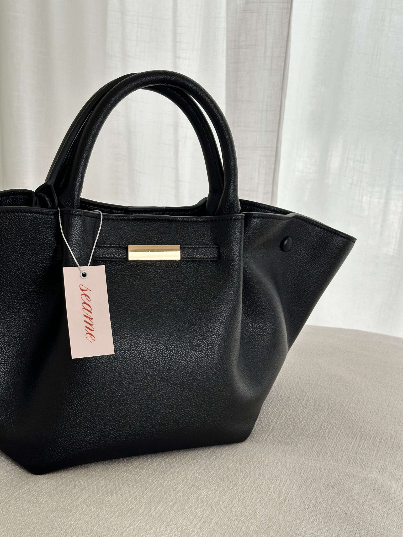 Seame - Melanie Faux Leather Bag Black