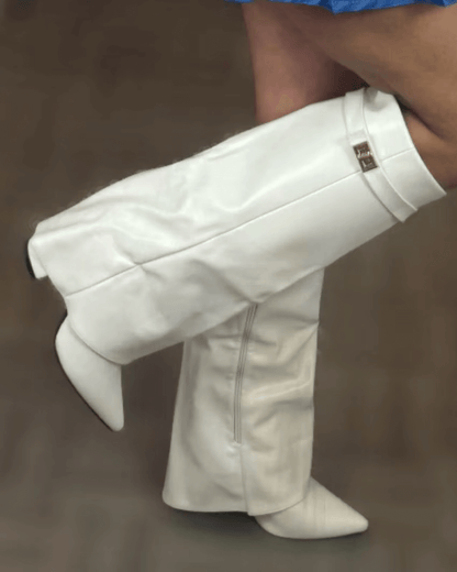 SEAME - Rachelle Suede Boots White Vegan Leather 37