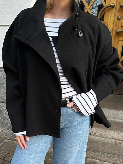 SEAME - Rosalia Elegant Lady Women's Jacket with Stand Collar for Autumn Style Black S
